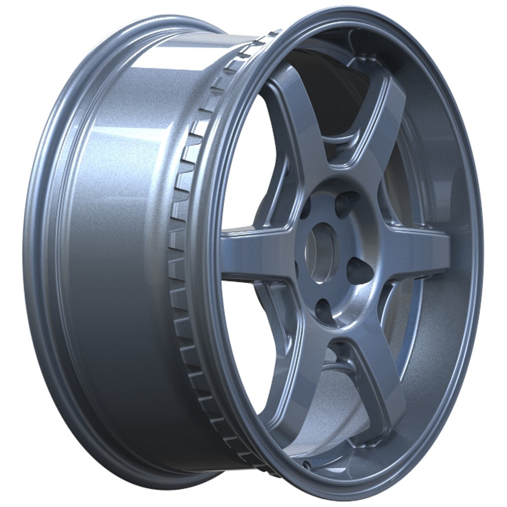 Silver alloy wheel on a white background