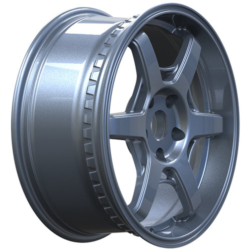 Silver alloy wheel on a white background