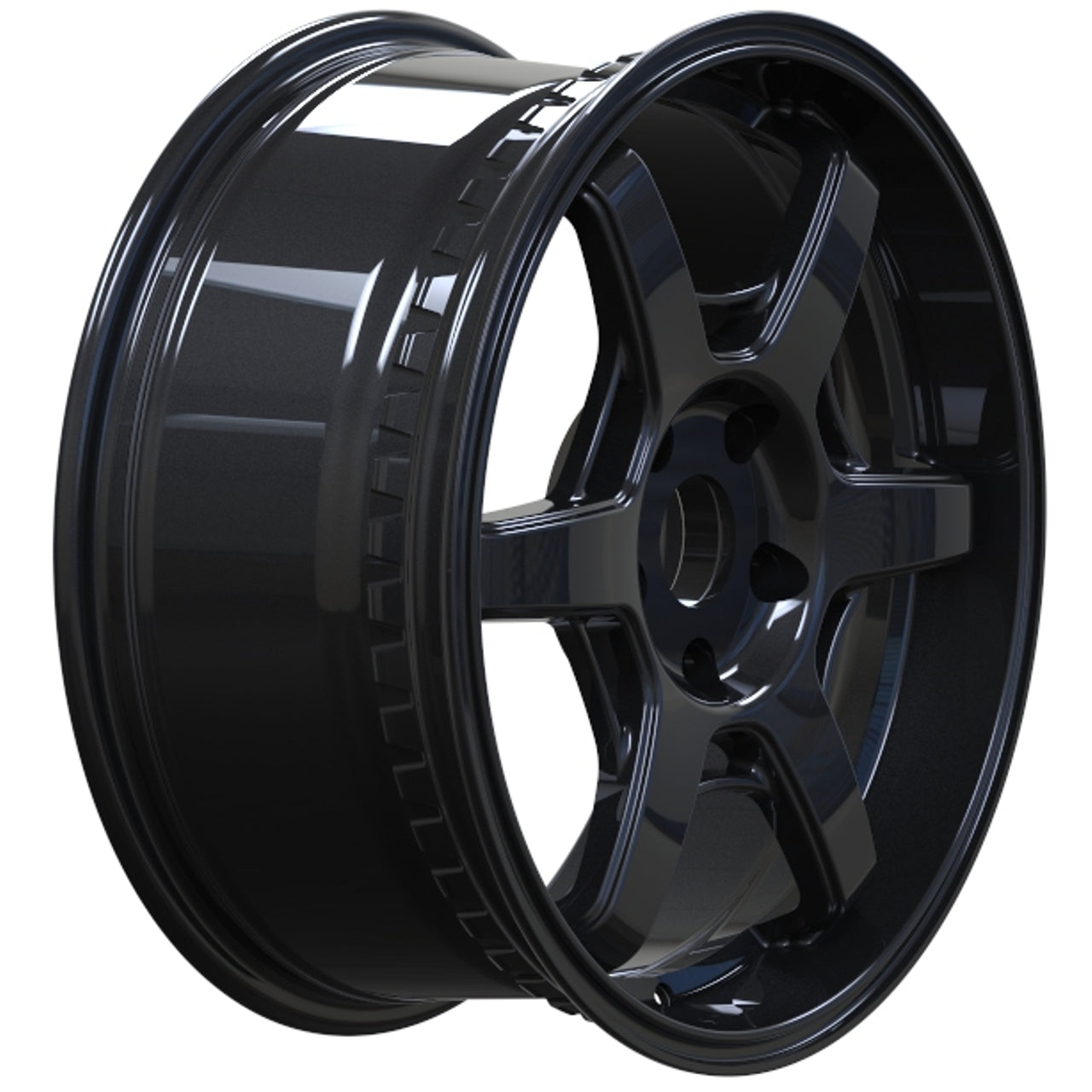 Black alloy wheel on a white background