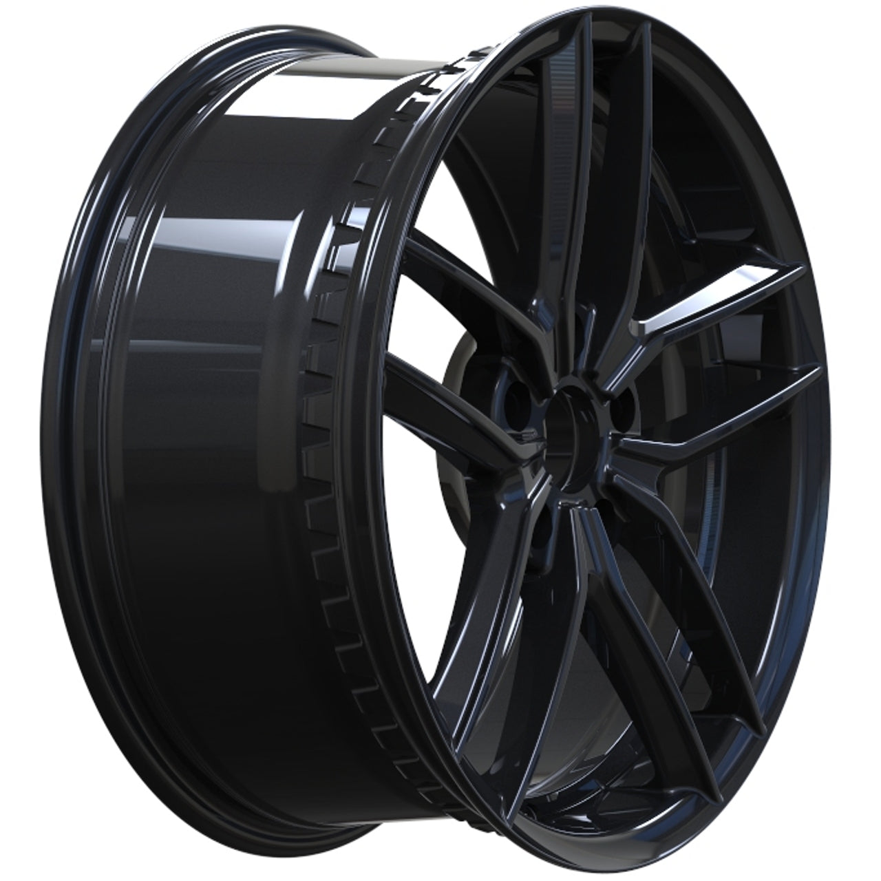 Black alloy wheel on a white background