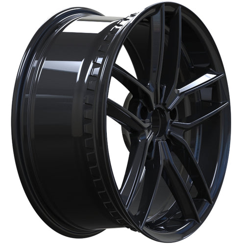 Black alloy wheel on a white background
