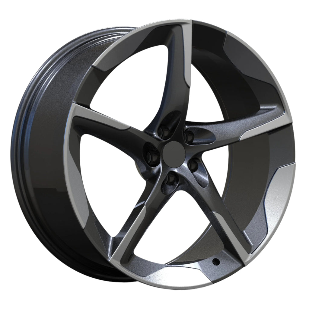 Black alloy wheel on a white background