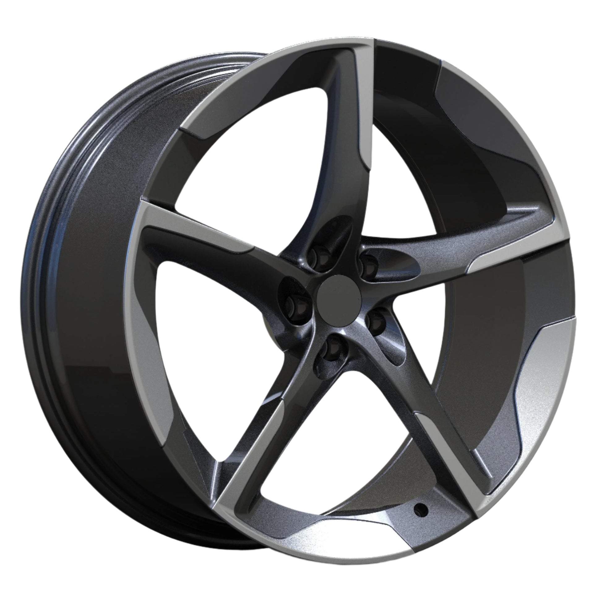 Black alloy wheel on a white background
