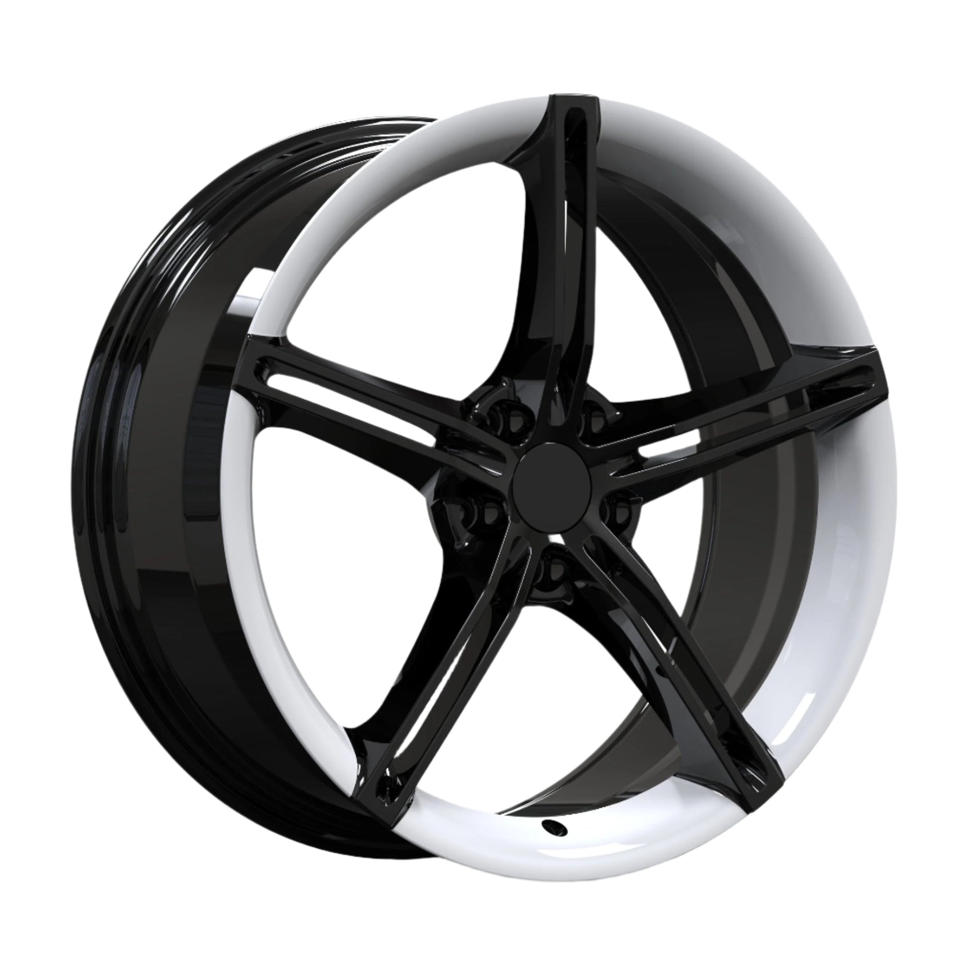 Black alloy wheel on a white background