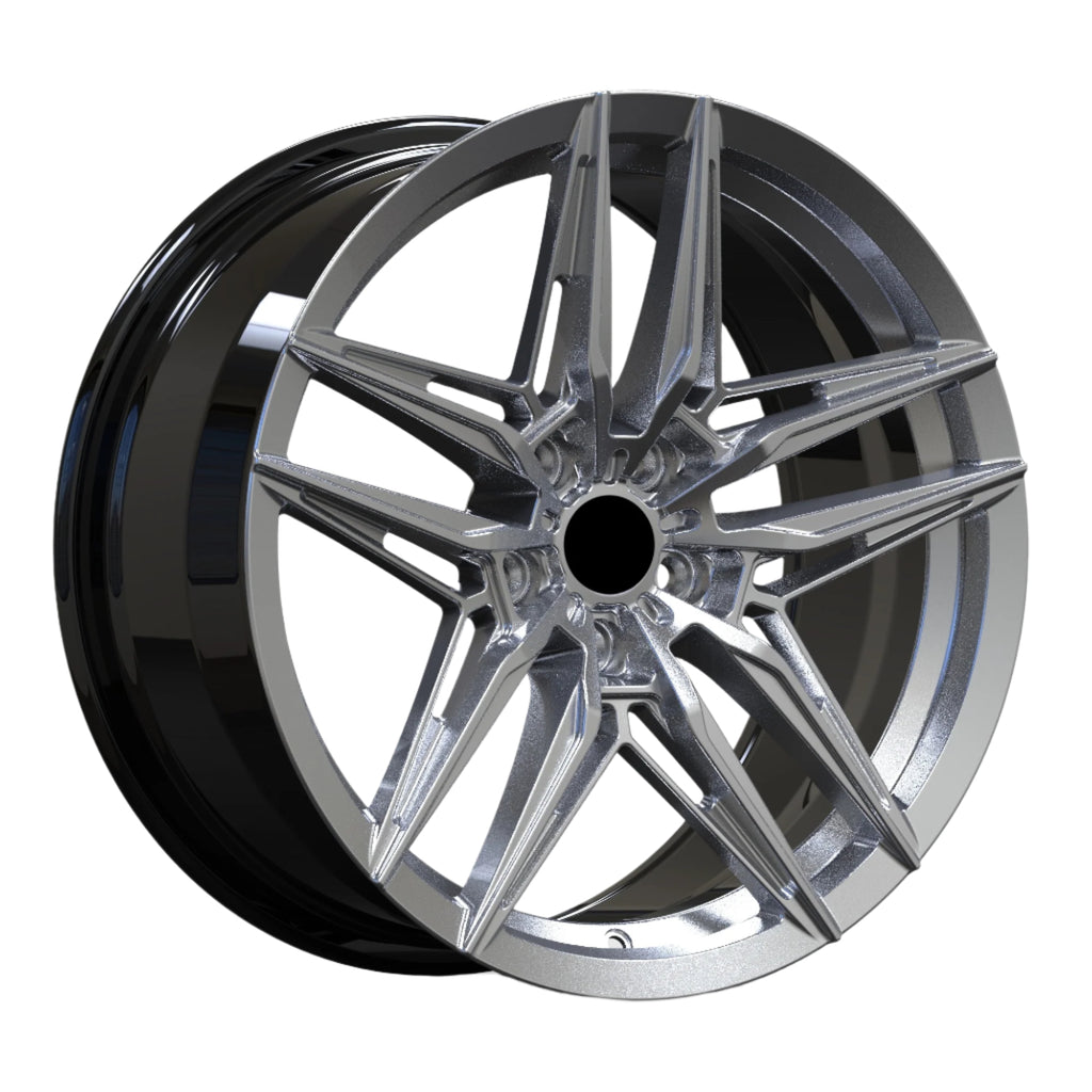 Chrome car wheel rim on a white background