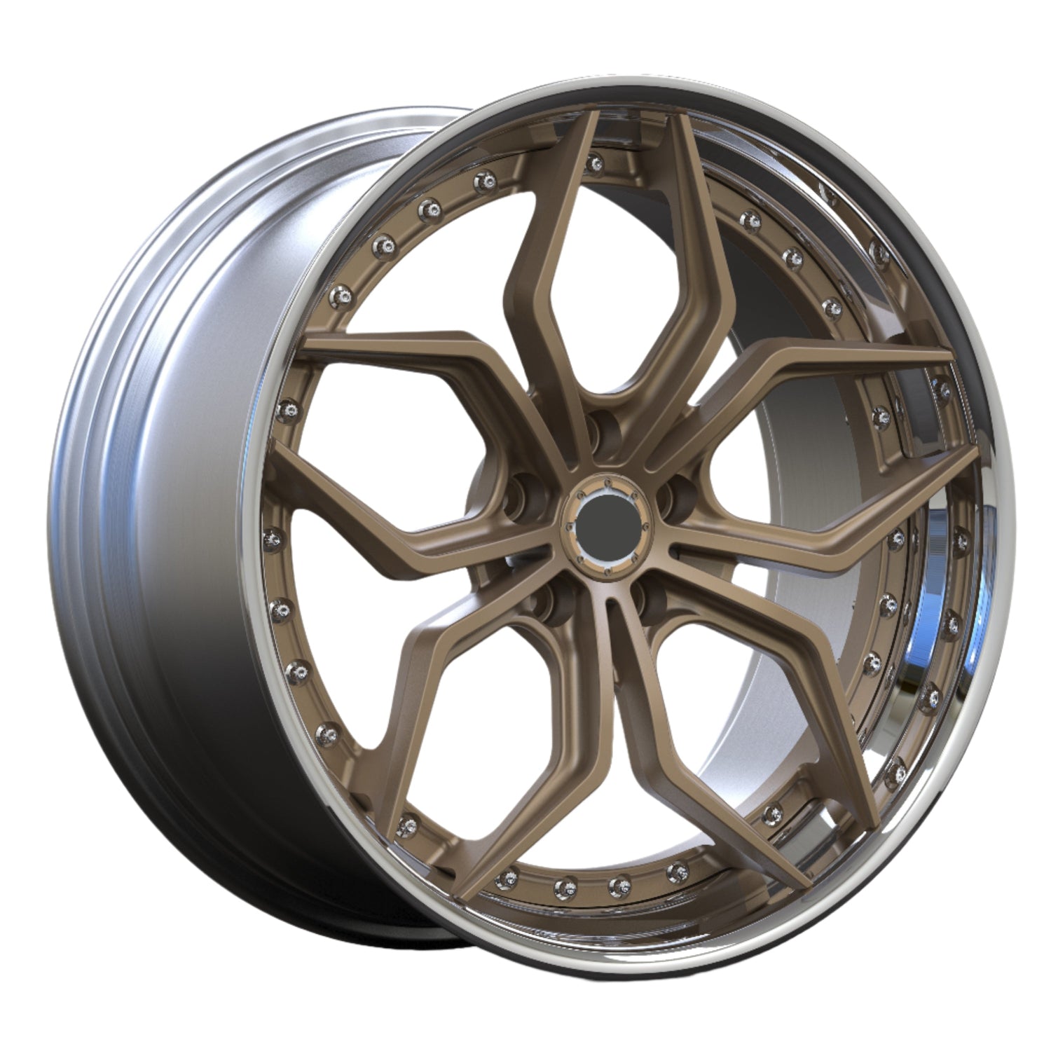 Bronze alloy wheel on a white background